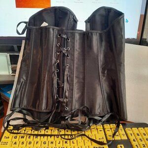 NEW ! Alivila Lace up Overbust Corset Zipper Waist Body Shapewear Black Size 4XL